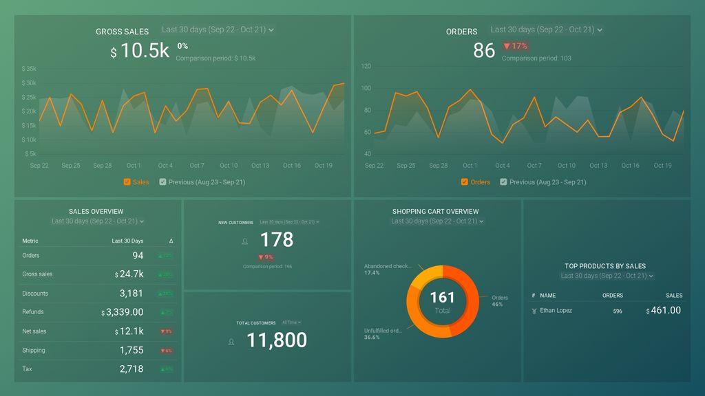 Shopify Store Overview Dashboard Template