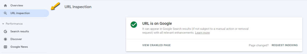 Google Search Console URL inspection tool
