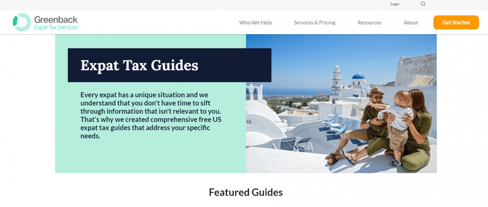 Tax services landing page example