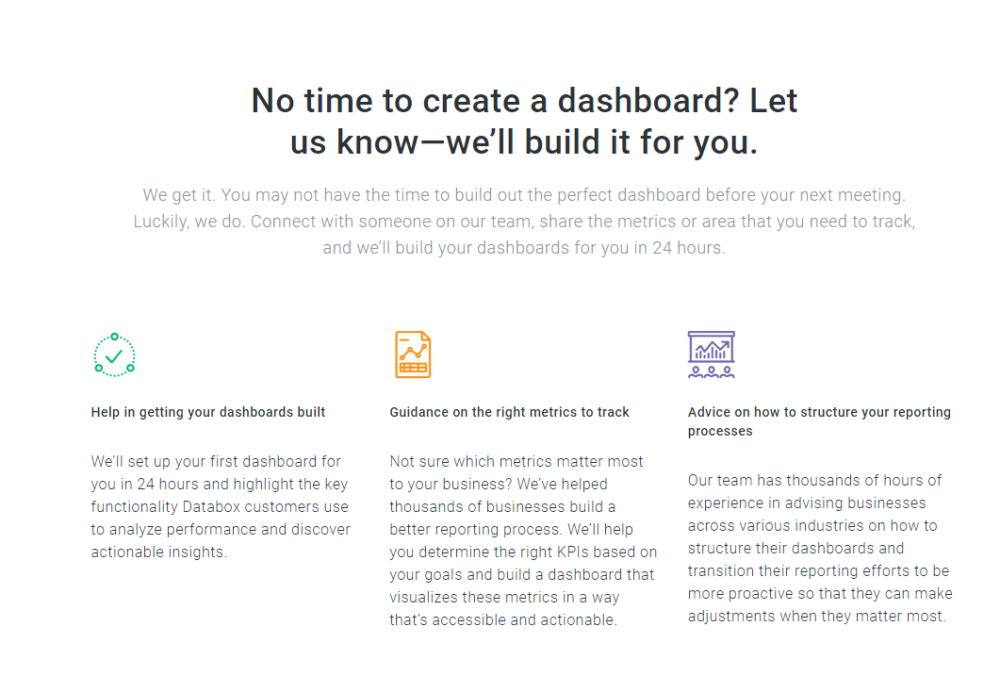 Free dashboard setup featured section