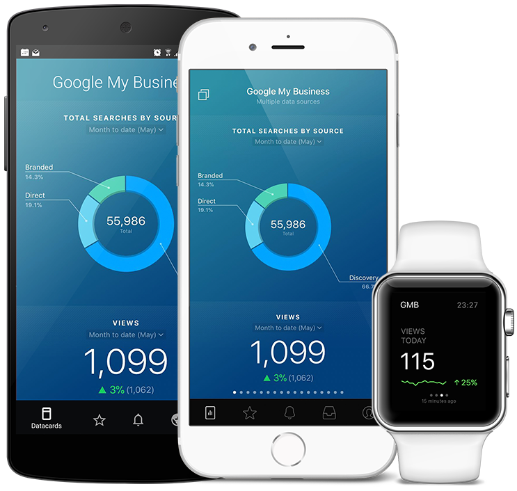 GoogleMyBusiness metrics and KPI visualization in Databox native mobile app