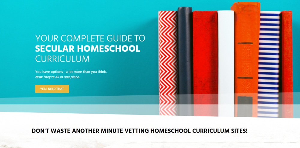 Homeschool curriculum landing page example