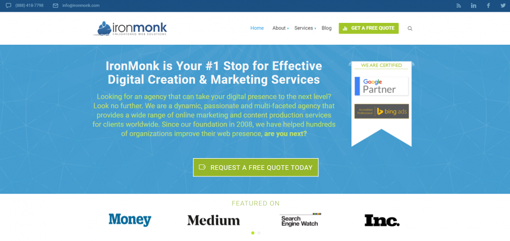 Full service digital creative agency landing page example