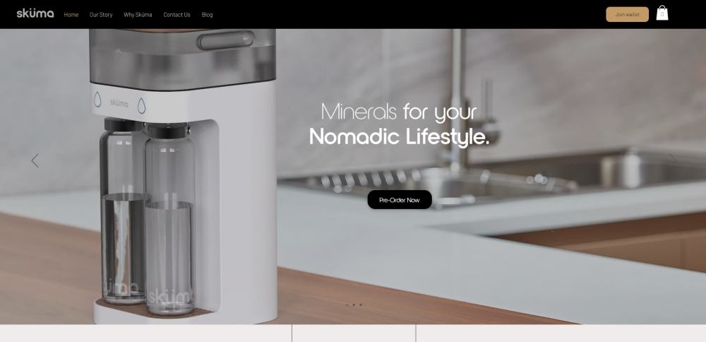 Water purification system landing page