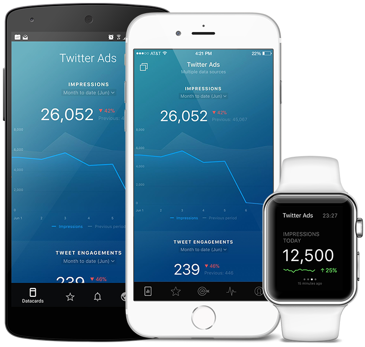 TwitterAds metrics and KPI visualization in Databox native mobile app